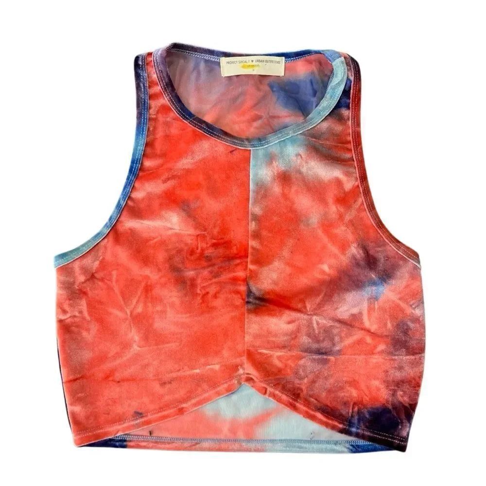 Urban Outfitters Project Social T tie-dye crushed velvet crop tank Size Medium